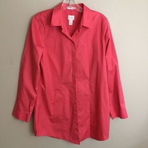 Chico’s blouse/tunic coral no iron vanity size 0